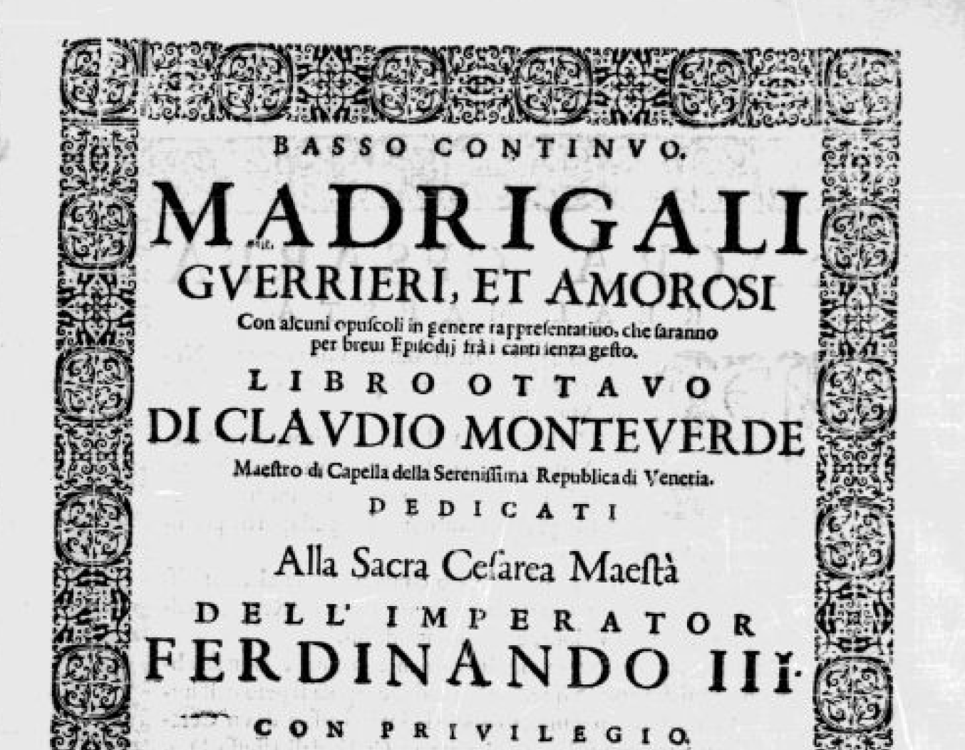Claudio Monteverdi, Madrigali guerrieri et amorosi, strona tytułowa